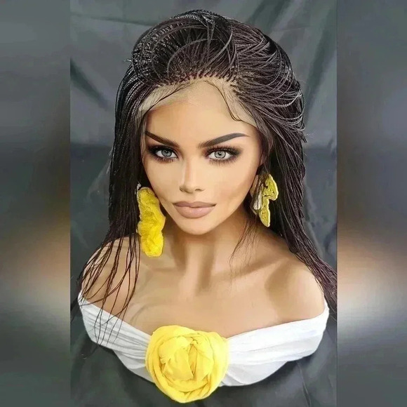 Handmade Micro Braided Wig Yassine Red Wine - Picture 5 of 17